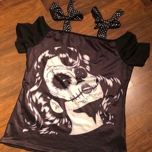 Day of the dead off the shoulder top